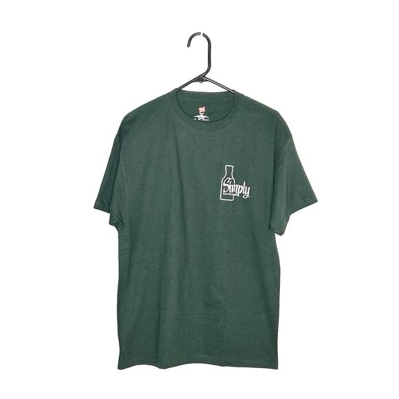 Hanes Tagless Simply Beverages Logo T Shirt Men’s L/G/G Cotton Green - Picture 1 of 3